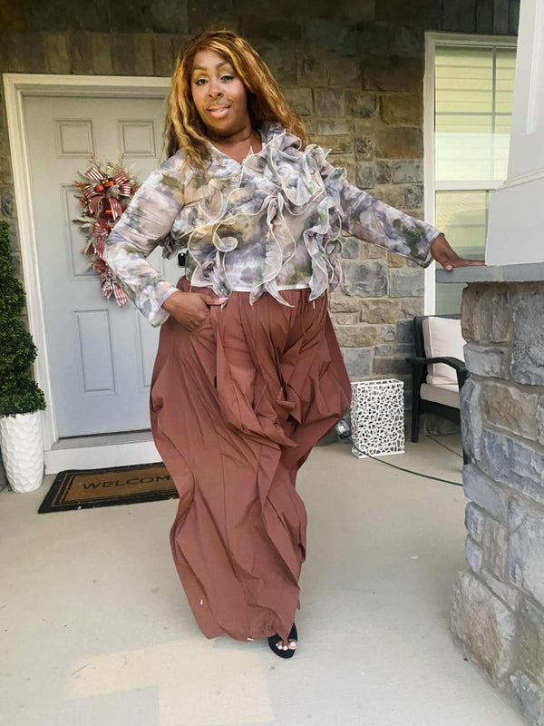 Ruffled drawstring Joggers