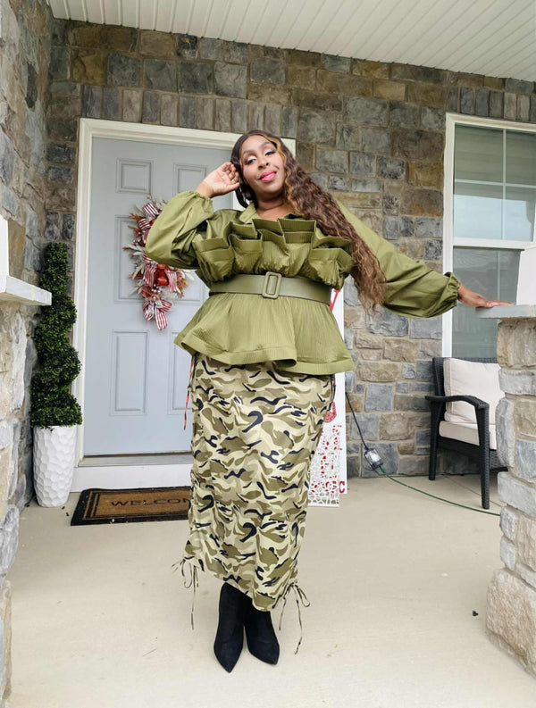 Camouflage cargo skirt