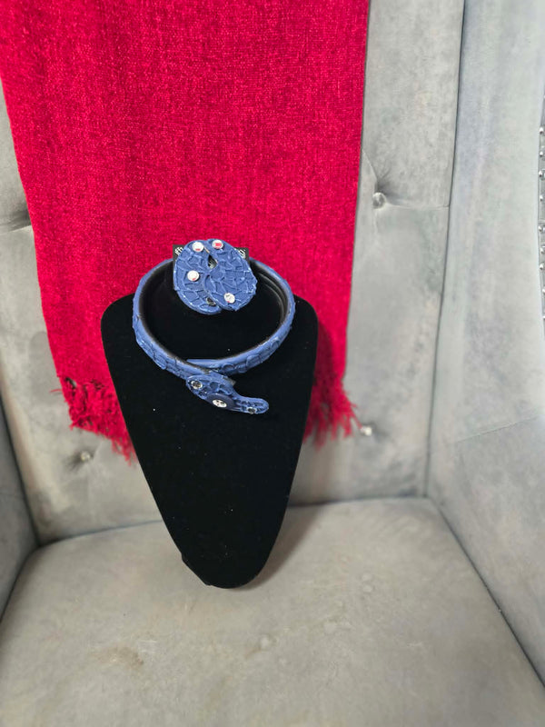 Jeff Lieb Denim Blue Elegance Choker & Clip-On Earrings Set