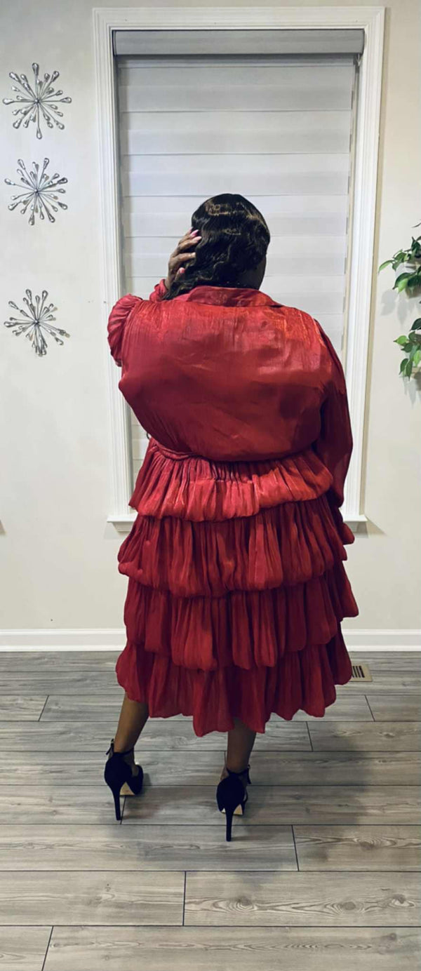 Ruffled Bell Dress-Belted