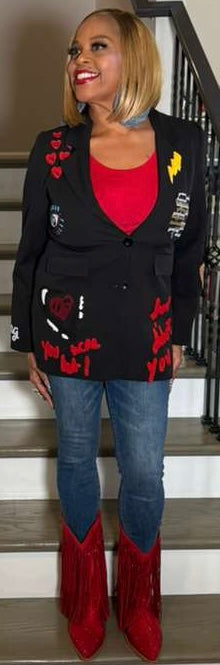 Graphic Blazer in black or cream