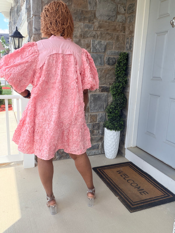 Lace floral belted swing dress