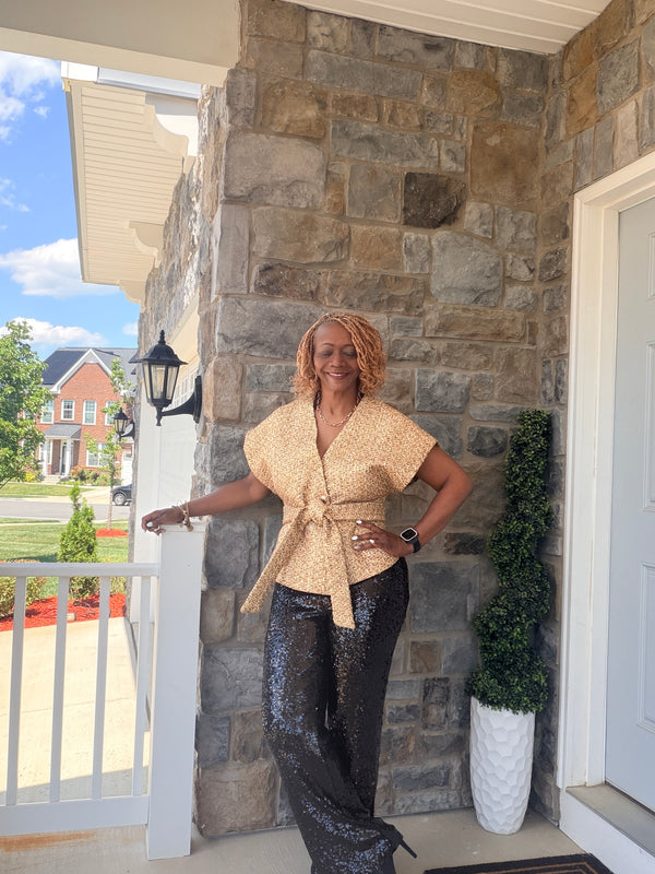 Gold belted top/vest