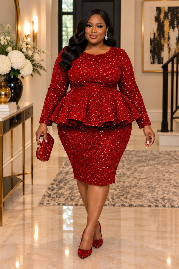 Shiny Sequins 2 piece Skirt Set
