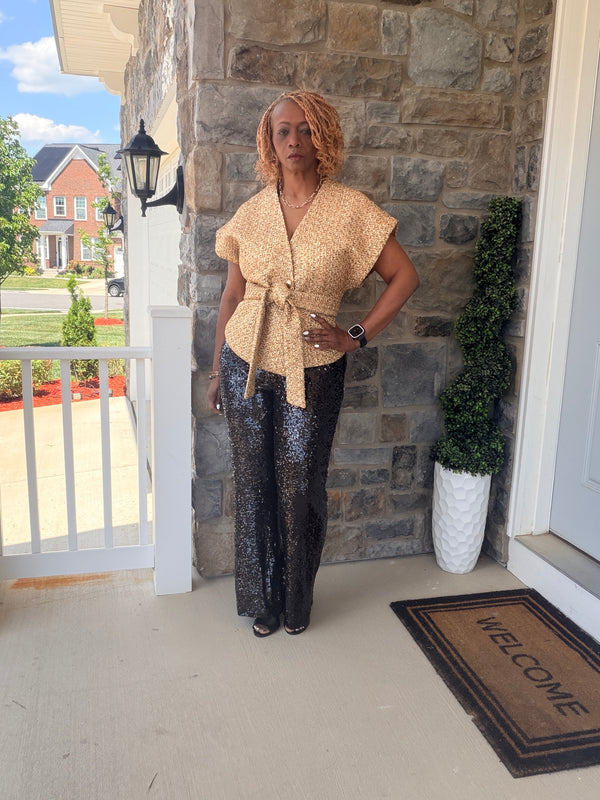 Gold belted top/vest