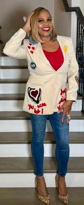 Graphic Blazer in black or cream