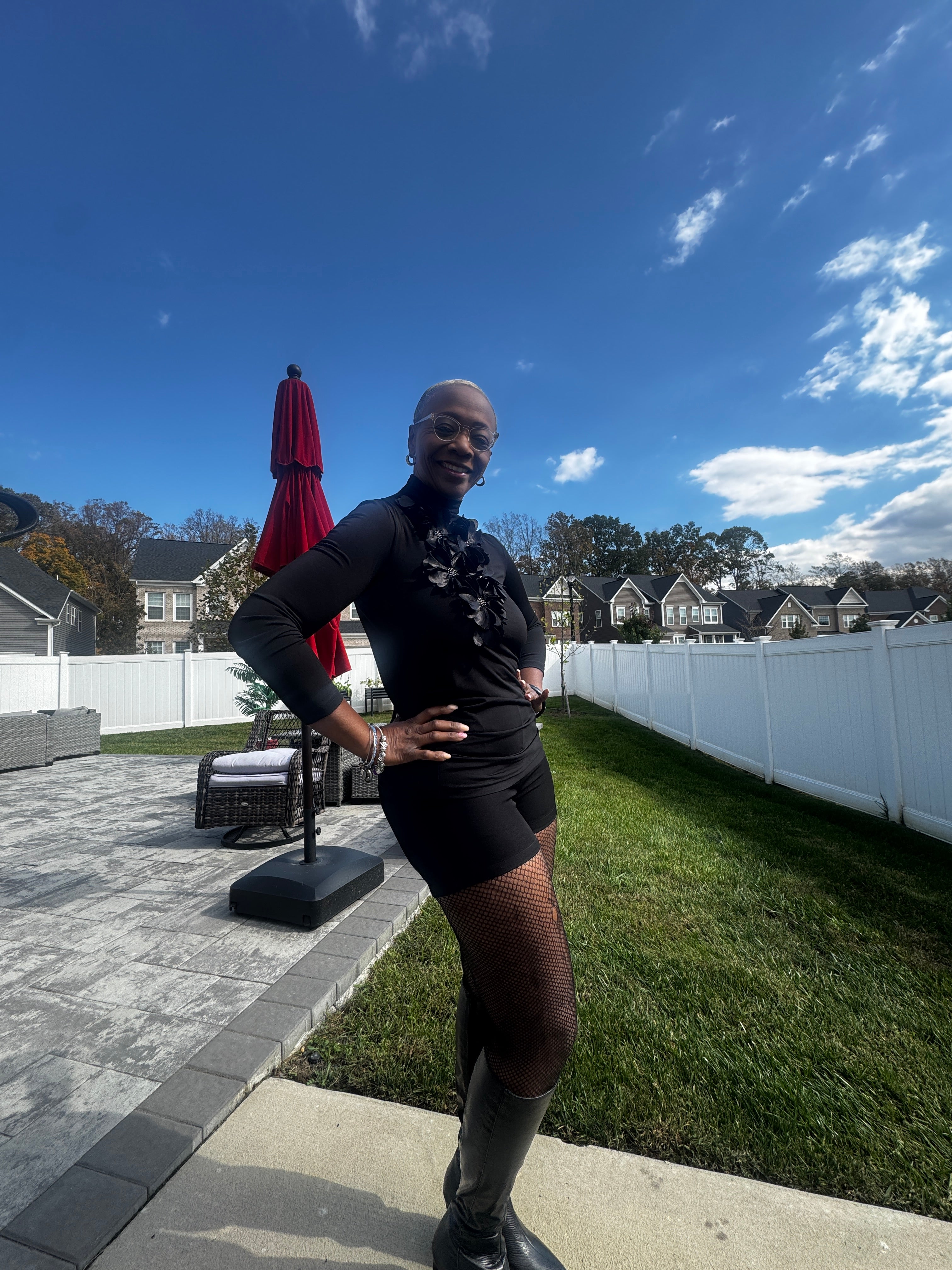 Bling and Silk Flower Long Sleeve Top