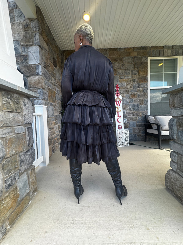 Ruffled Bell Dress-Belted