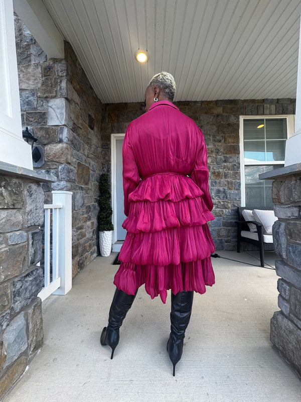 Ruffled Bell Dress-Belted