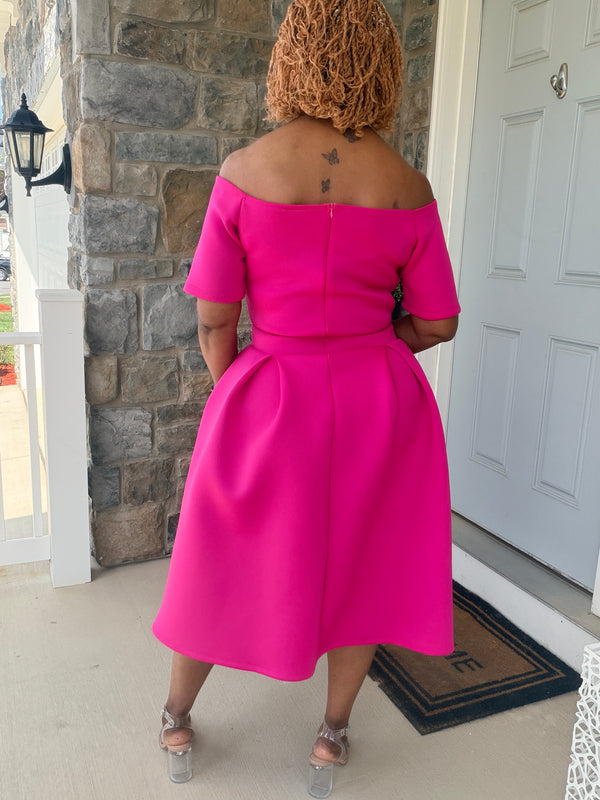 Off the shoulder scuba dress