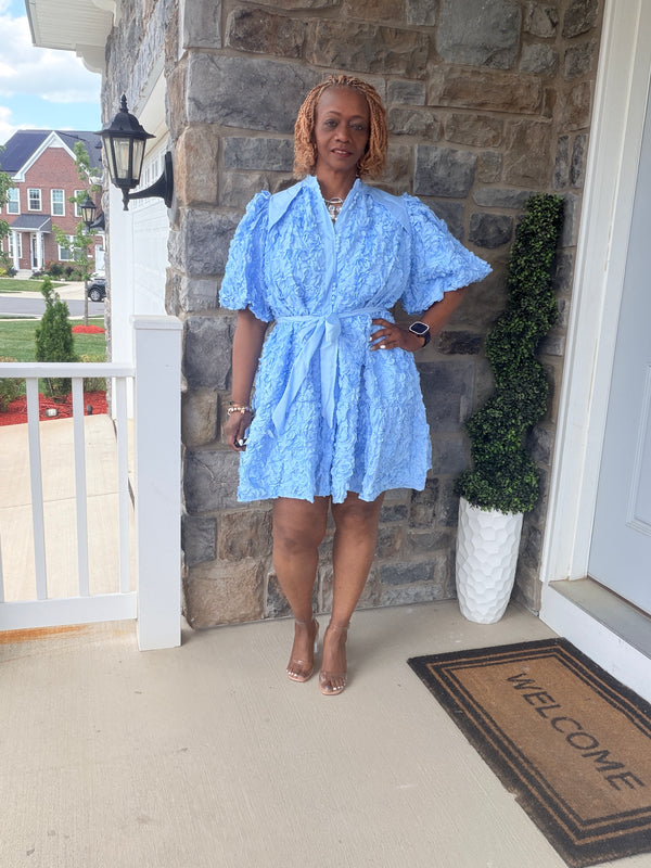 Lace floral belted swing dress