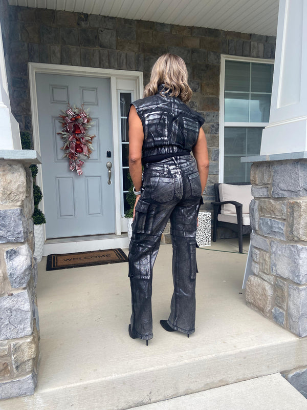 Metallic Denim Pants