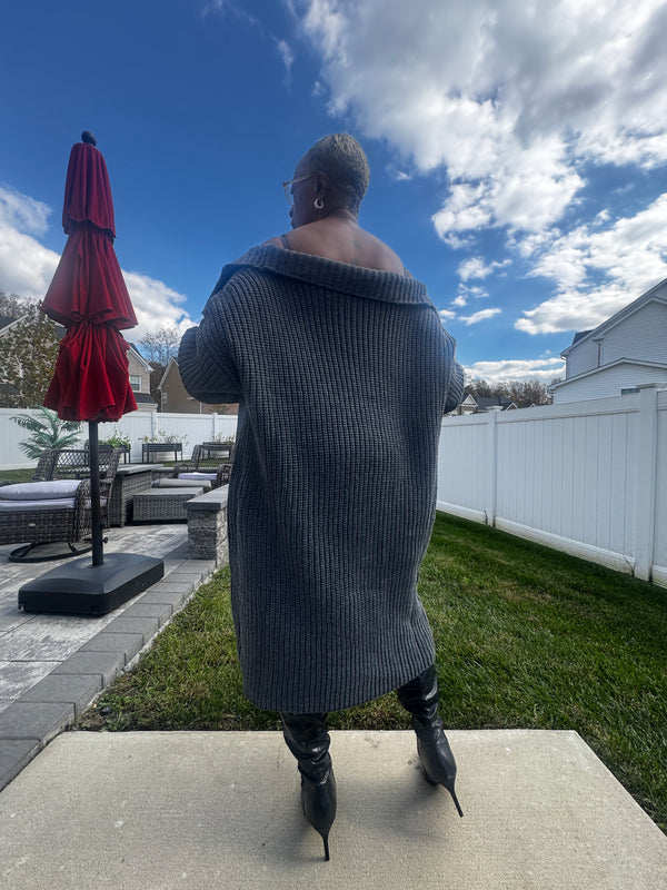 Gray or White Cardigan and Sweater Dress set