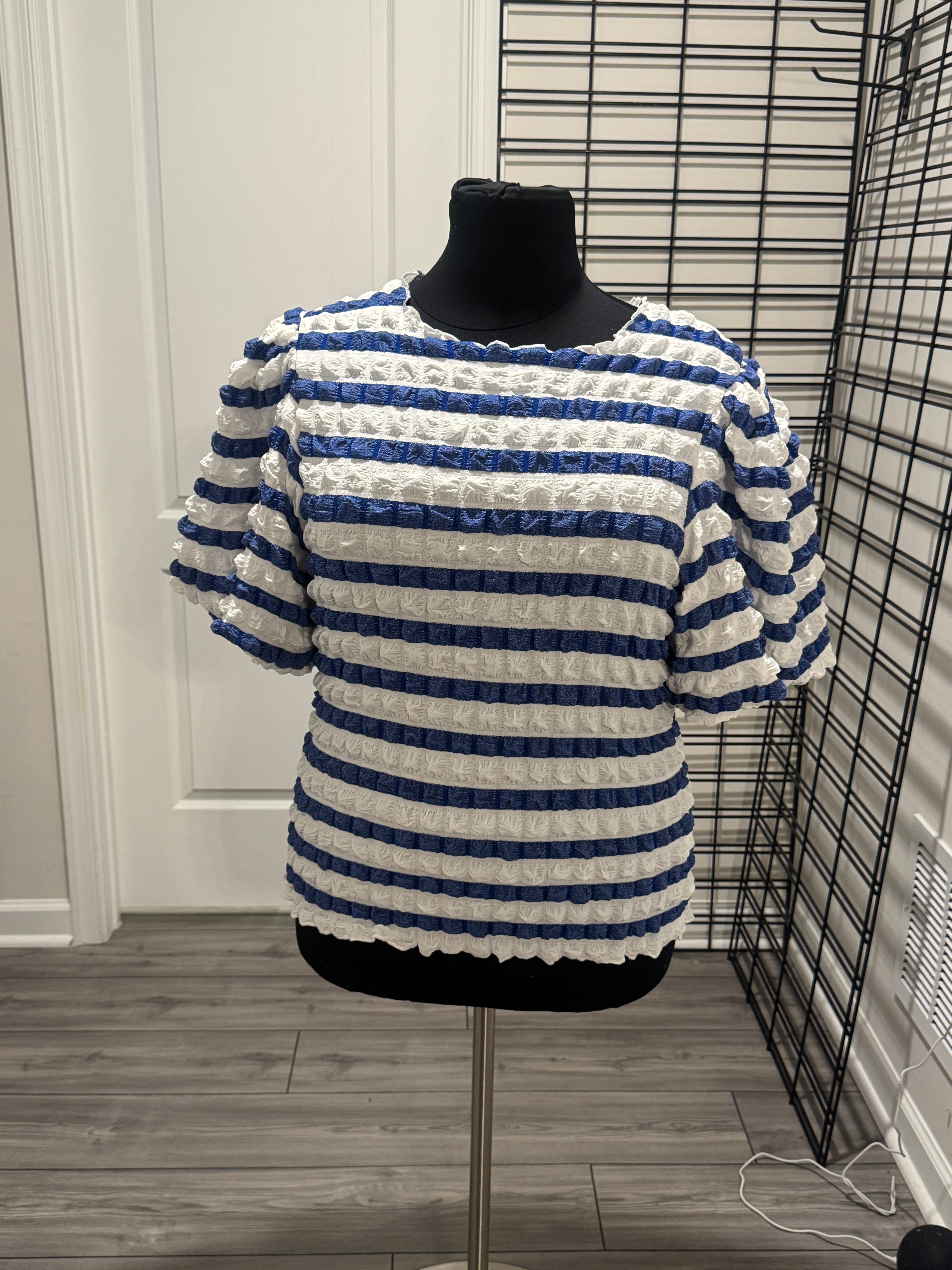 Bubble Blue and White Stripped Top