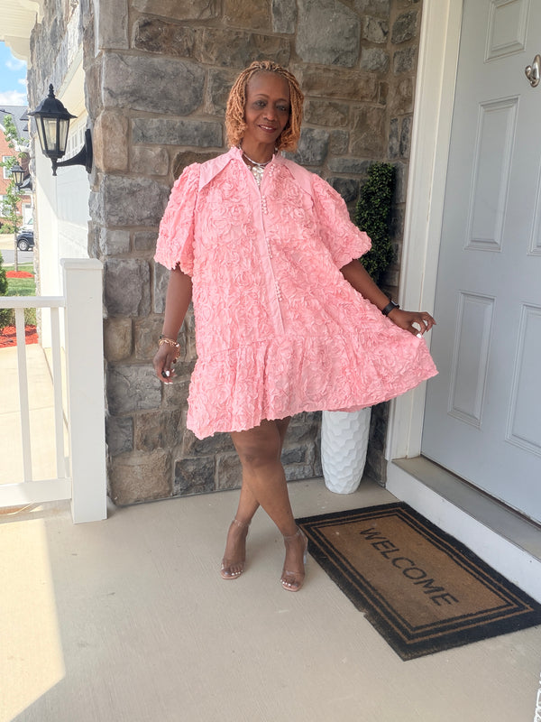 Lace floral belted swing dress