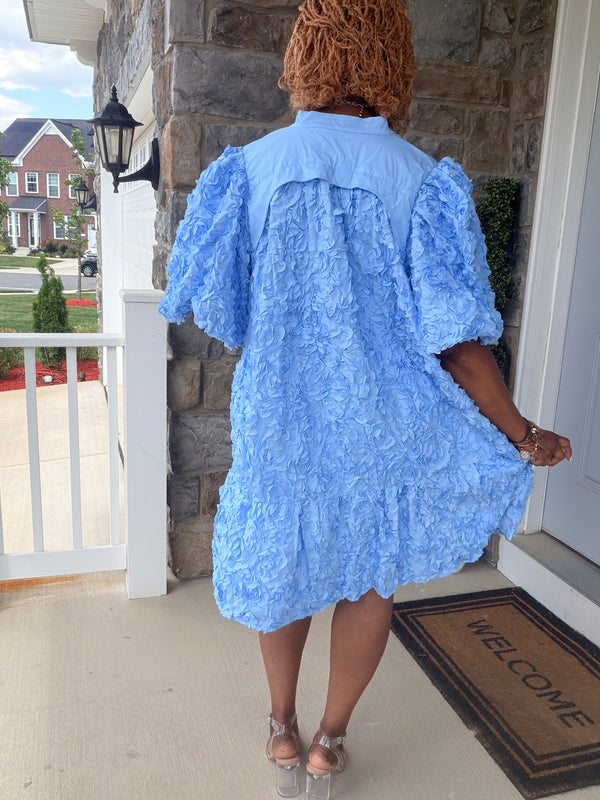 Lace floral belted swing dress