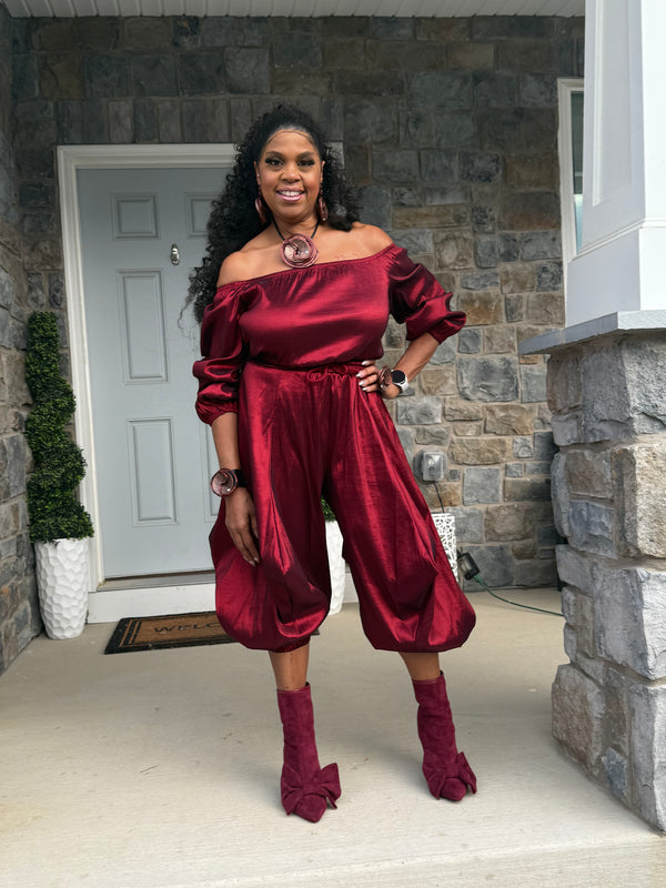 Off Shoulder Crop Pant Set