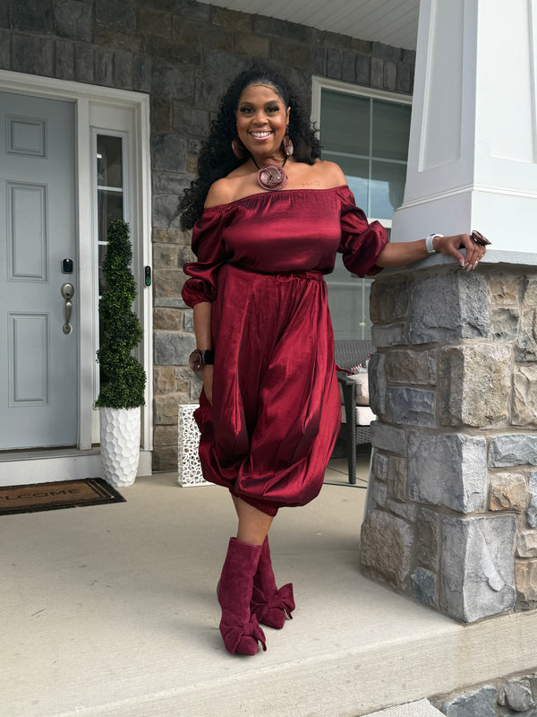 Off Shoulder Crop Pant Set