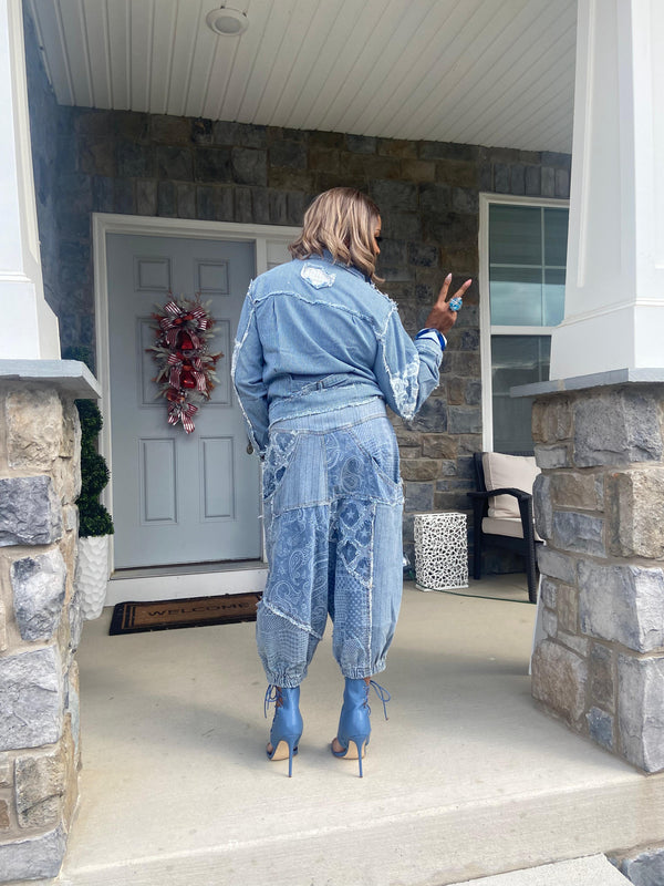 2 Piece Long Sleeve Denim Set Boho Style