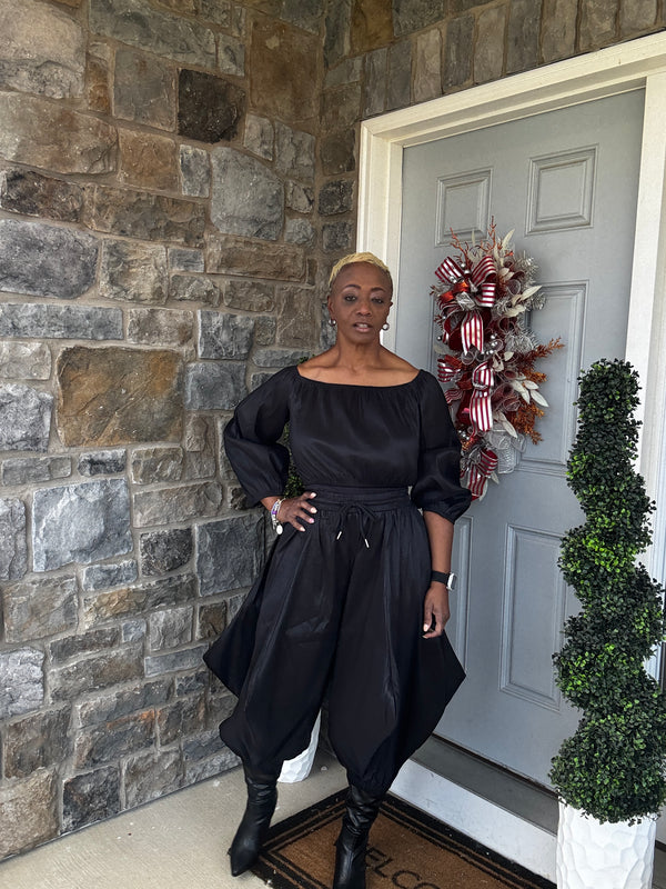 Two Piece Off Shoulder Crop Pant Set