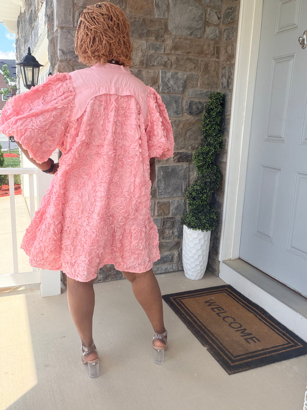 Lace floral belted swing dress