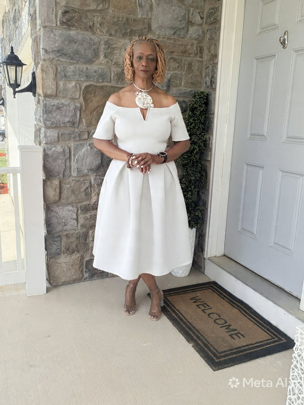 Off the shoulder scuba dress