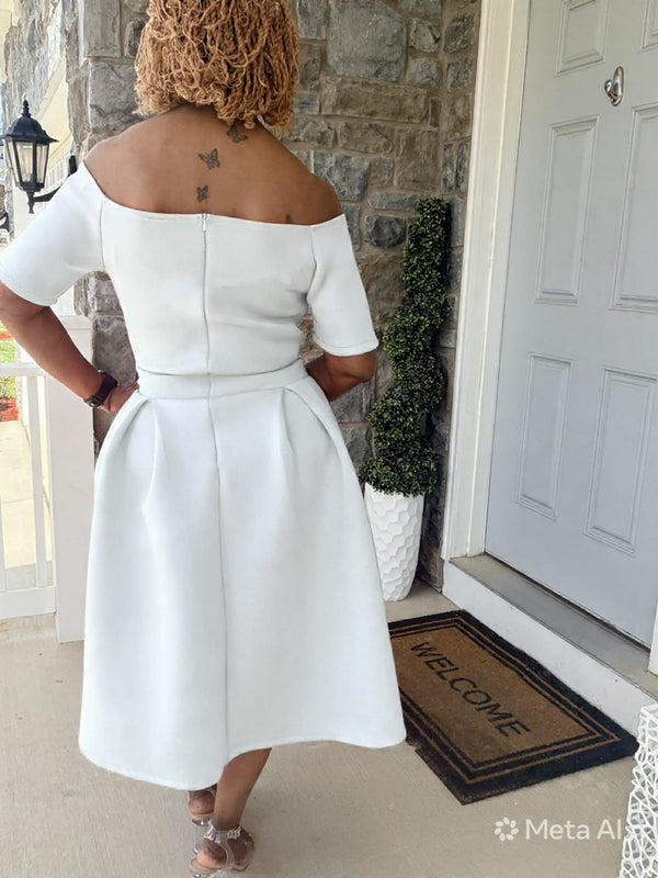 Off the shoulder scuba dress