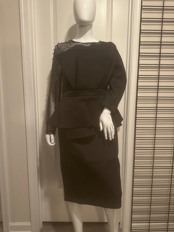 Black Puff Mesh Dress