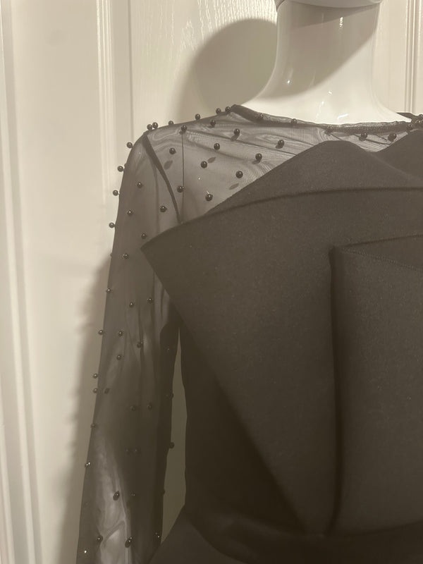 Black Puff Mesh Dress