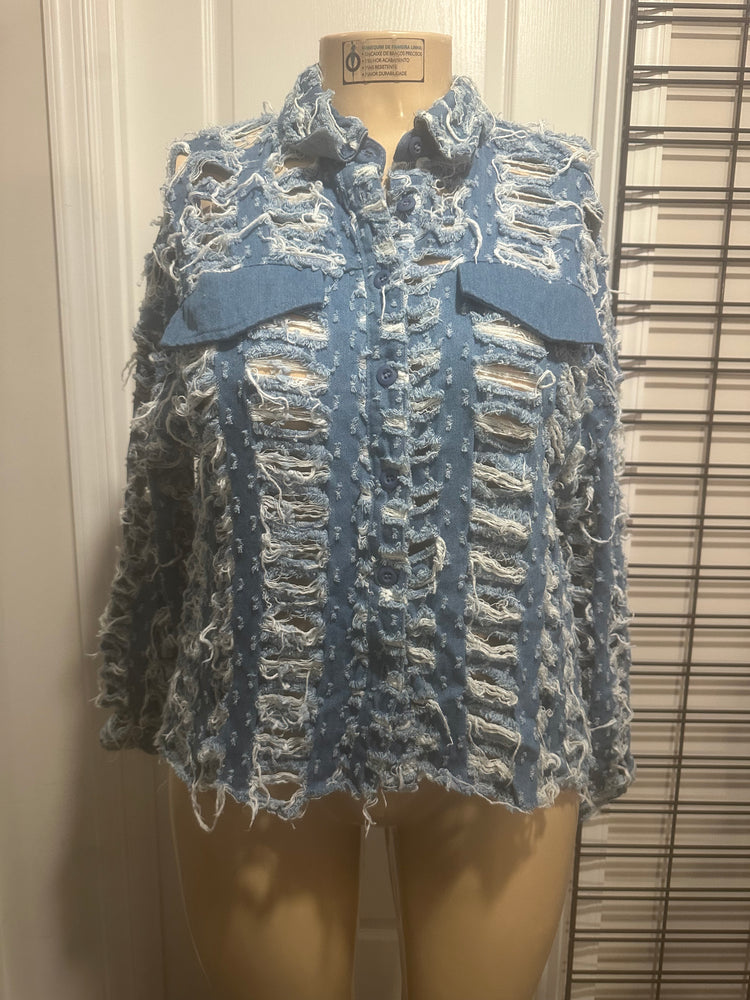 Denim Cutout Top/Jacket