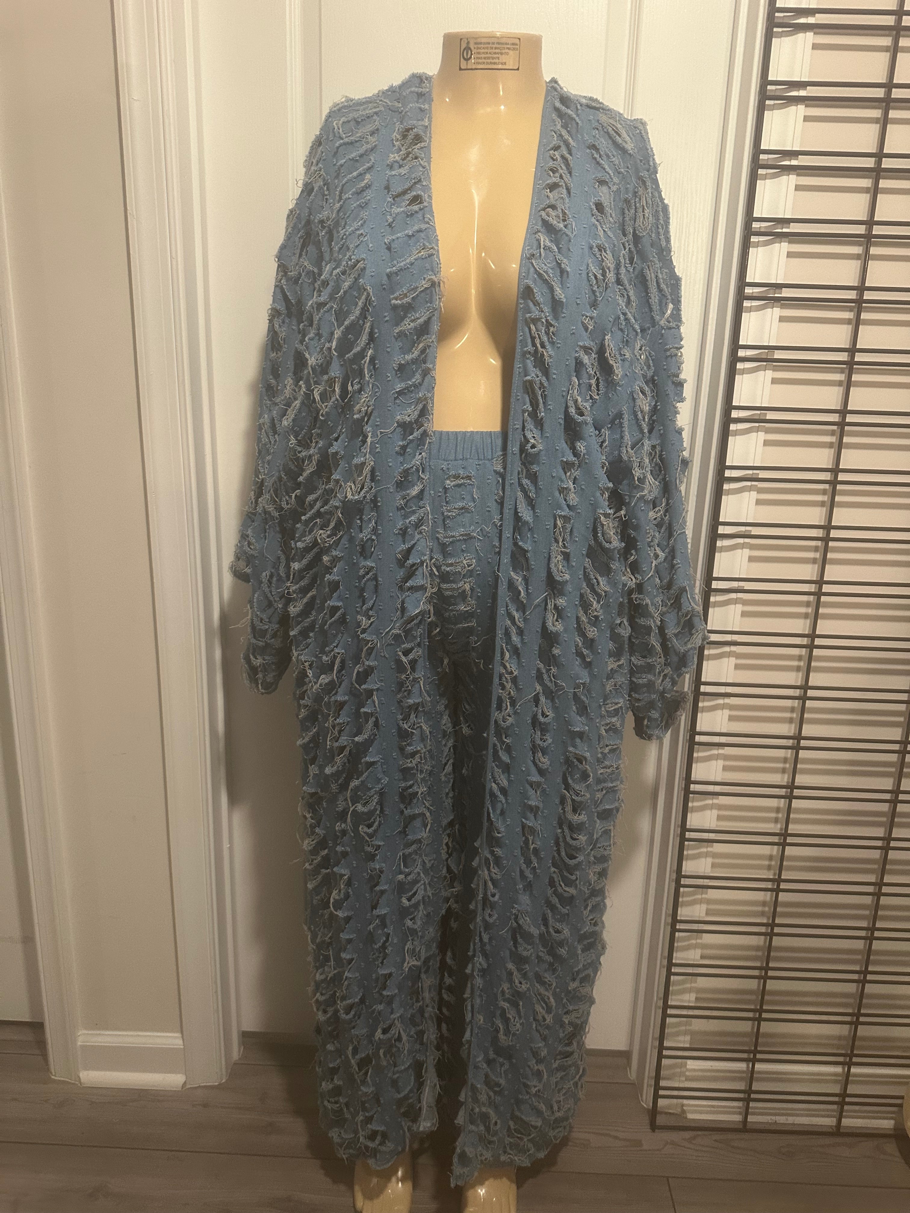 Denim Cutout Duster Set