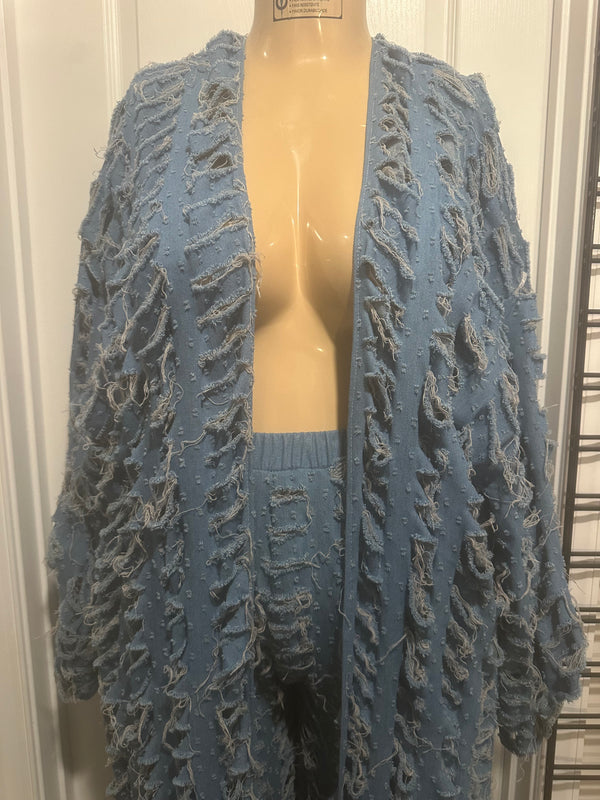 Denim Cutout Duster Set