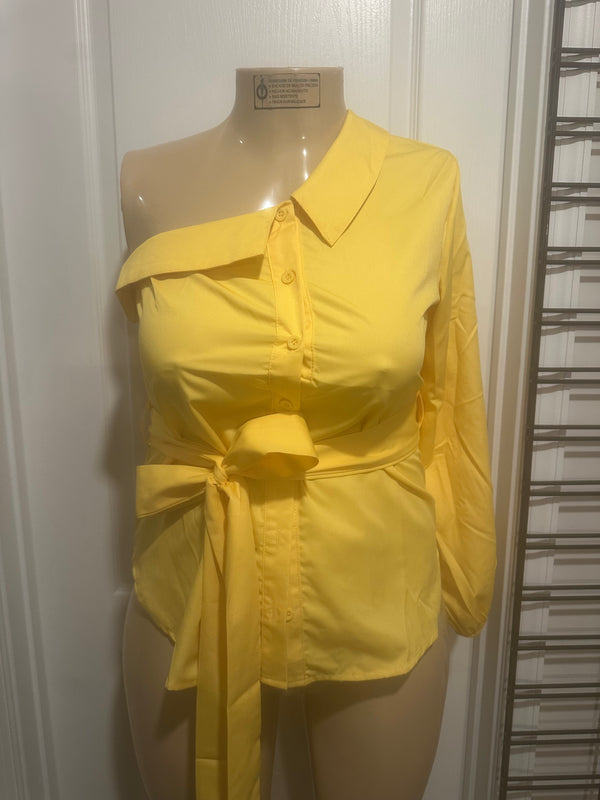 Belted One Shoulder Top