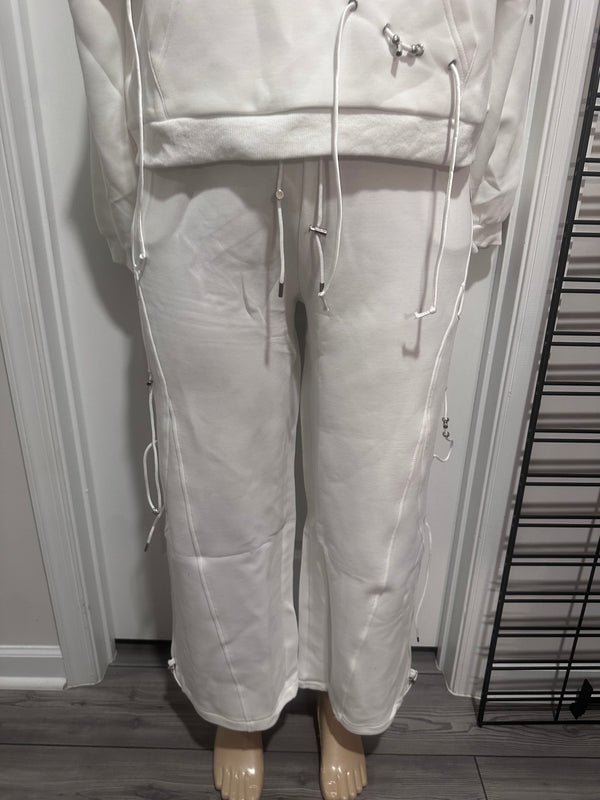 White Laced Sweat Set