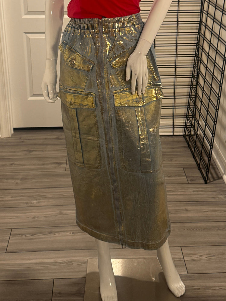 Denim Metallic Skirt