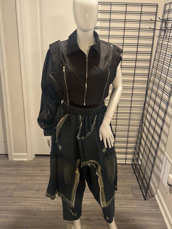 Crop Jacket with Removable Sleeves