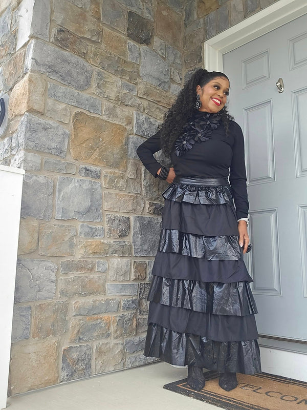 Bling and Silk Flower Long Sleeve Top