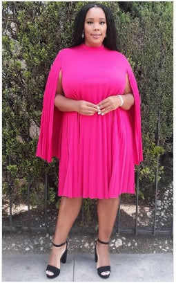 Pleated Open Sleeve Dress