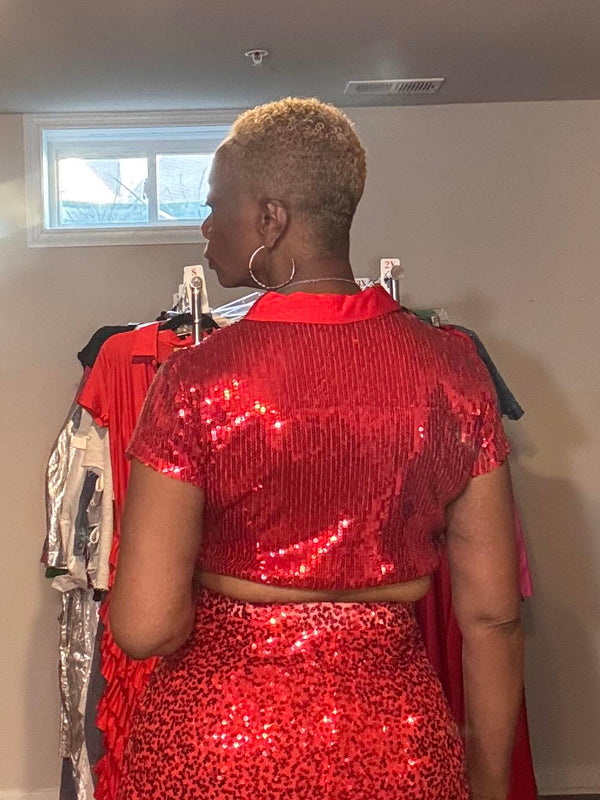 Maxi Sequin Crop Top