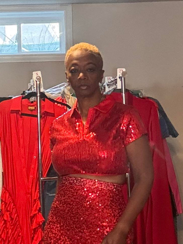 Maxi Sequin Crop Top