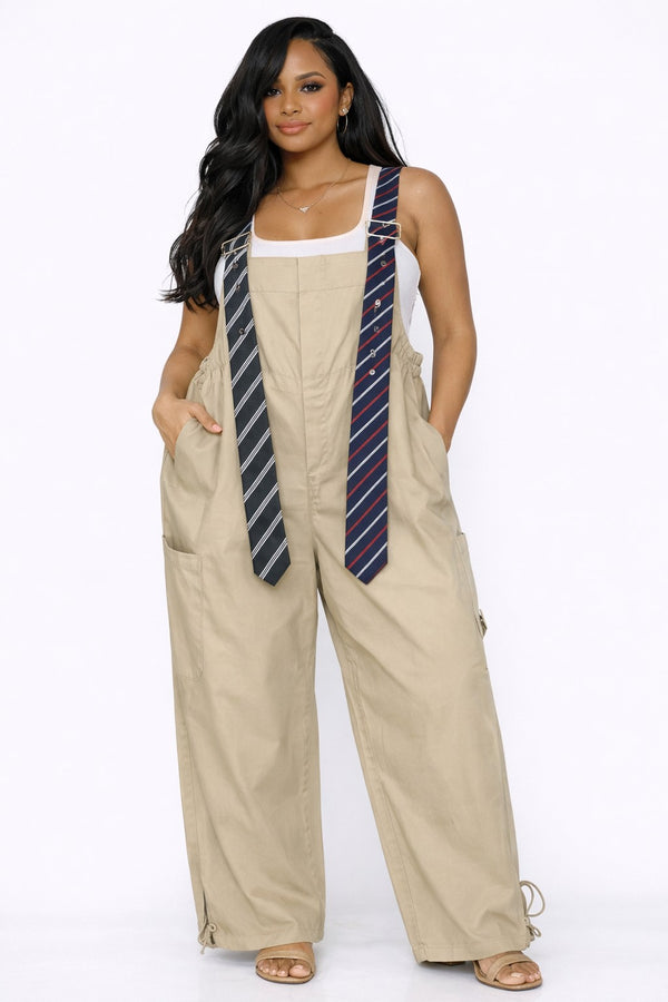 Stripe Tie Strap Detail Wide Leg Jumpsuit