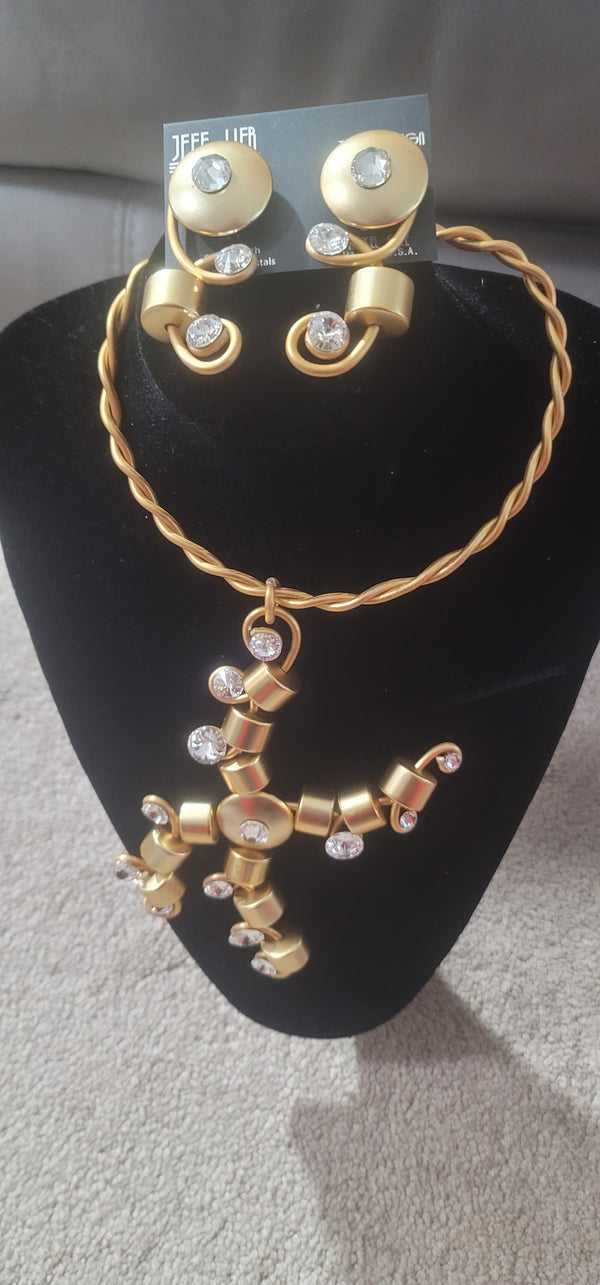 Jeff Lieb Goldy Locs Necklace and Earring Set