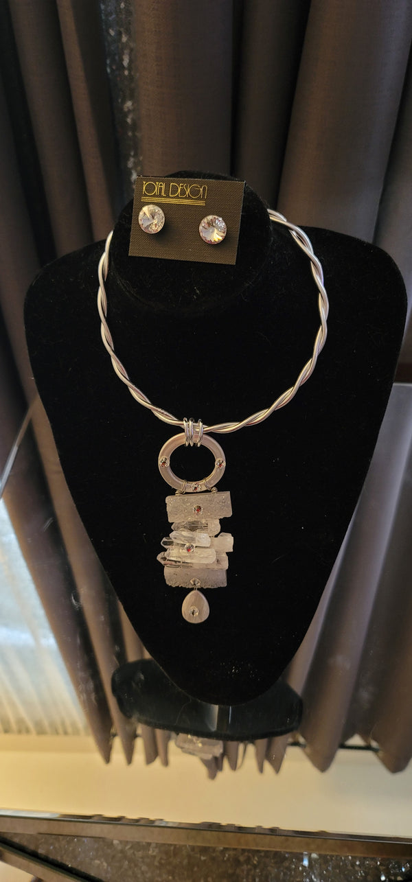 Jeff Lieb Frosty Necklace and Earring Set