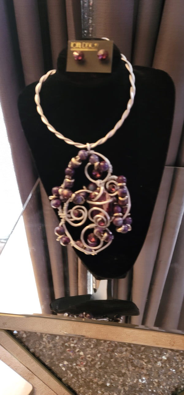 Jeff Lieb Purple Passion Necklace and Earring Set
