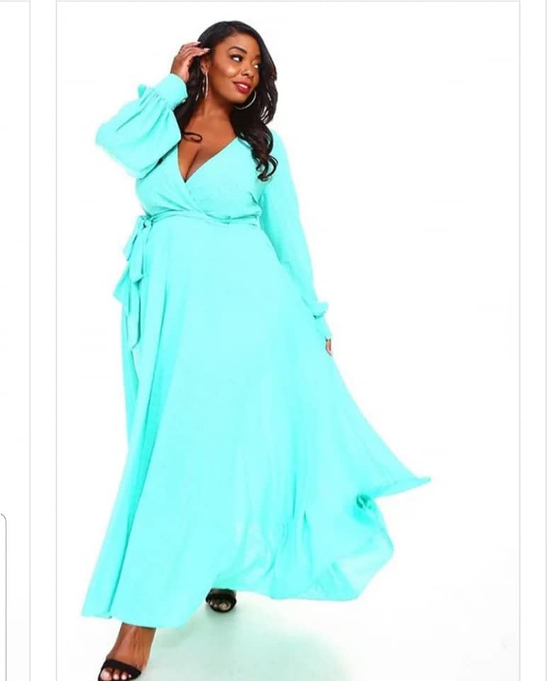 V Neck Wrap Maxi Dress
