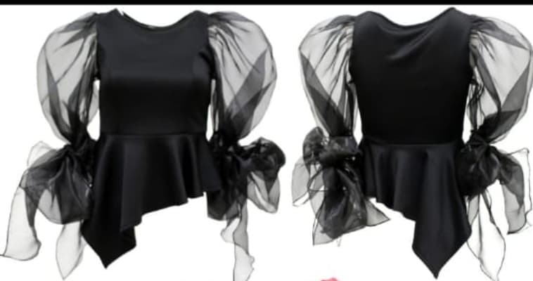 Puffy Bow Sleeve Peplum Top