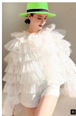 White Tulle Layered Top