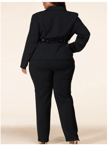 Black Stud Belt Suit