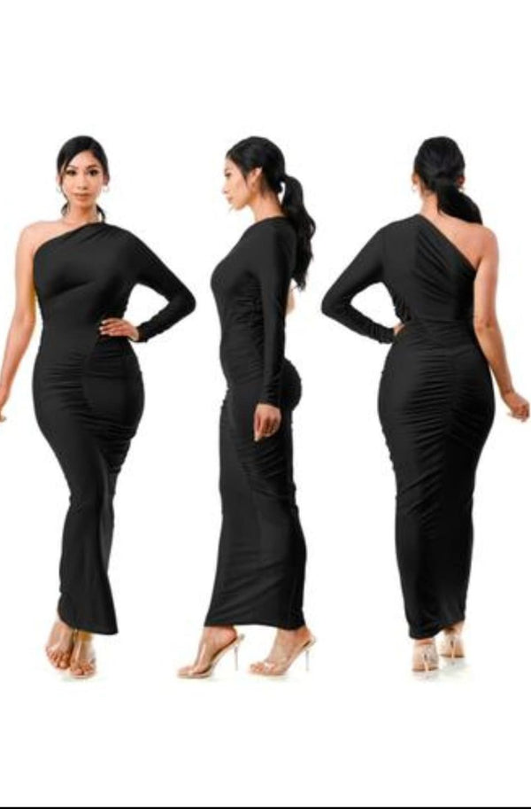 One Shoulder Bodycon Maxi Dress