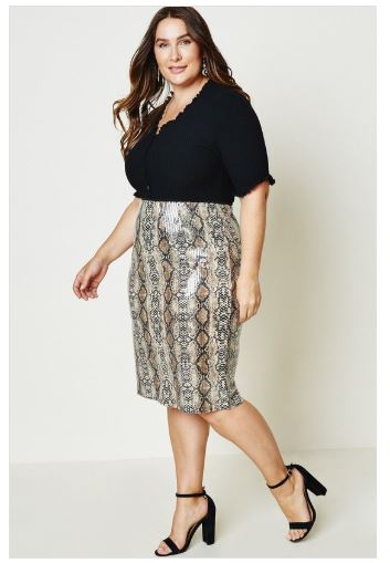Sequin Snakeprint Skirt